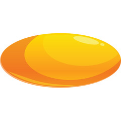 Glossy Yellow Oval Shape Transparent Background Isolated Object