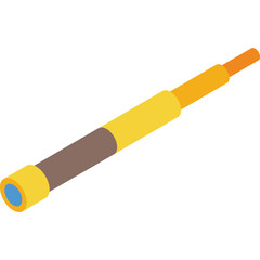Golden And Brown Spyglass Telescope With Blue Lens On A Transparent Background For Nautical Exploration And Pirate Adventures