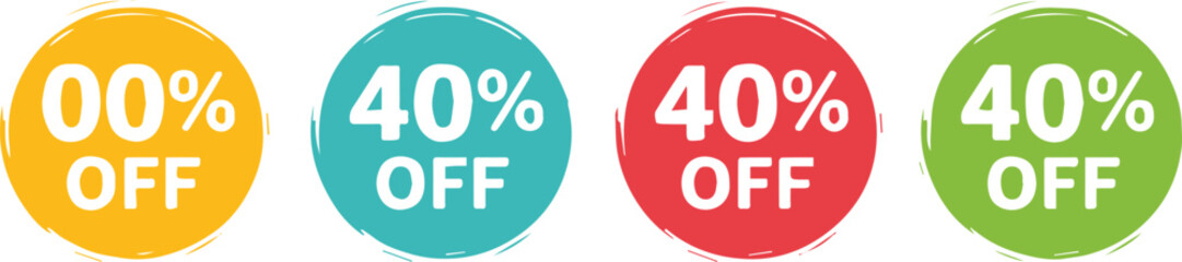 vintage distressed promotional discount labels set with 40 percent off stamps and blank 00 percent off circle badge ai eps jpeg png