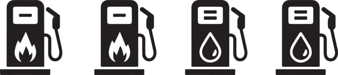 minimal fuel pump icons set black silhouette vector ai eps jpeg png gas and diesel station symbols © AIcon Star