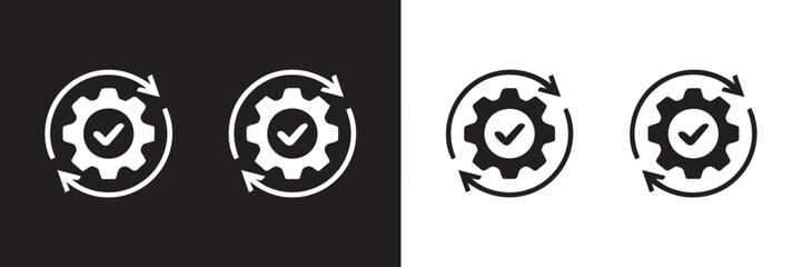 process validation and automation iconography gear checkmark loop minimalist monochrome vector ai eps png jpeg