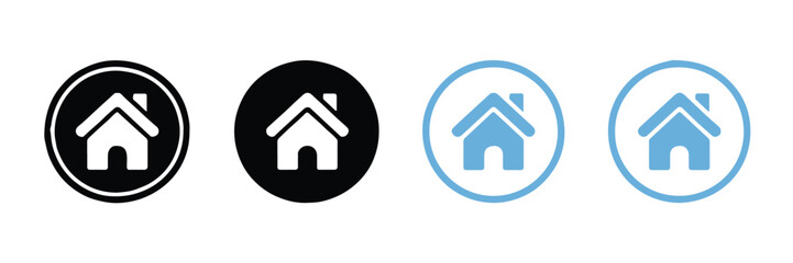 home button icon collection, scalable vector and raster files with high contrast and soft blue options for ui and menus ai eps png jpeg