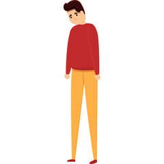 Full Body Cartoon Illustration Of A Man Standing With Red Shirt And Yellow Pants On A Transparent Background