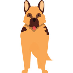 Full Body Front View Of A Tan And Brown German Shepherd Dog Standing And Panting With Its Tongue Out Against A Transparent White Background