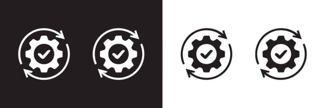 process validation and automation iconography gear checkmark loop minimalist monochrome vector ai eps png jpeg
