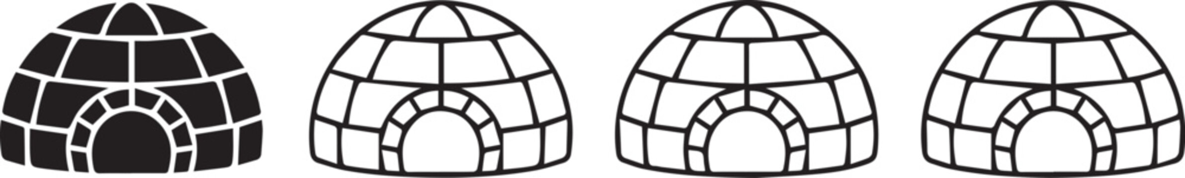 minimal igloo icon progression vector ai eps png jpeg dome entrance icons set, editable scalable flat graphics