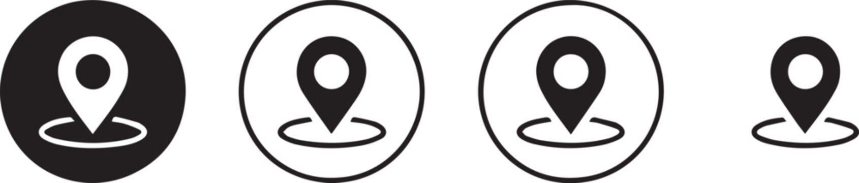 white and black location pin icons set minimal map markers for ui and navigation vector eps ai jpeg png