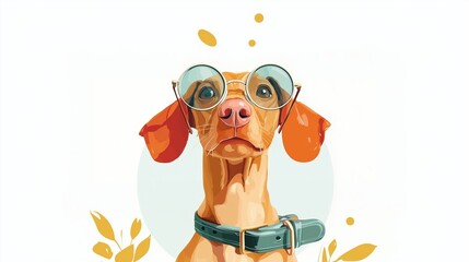 cute dog with big glasses digital art