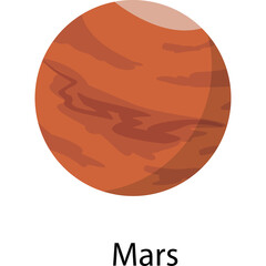 Red Planet Mars Celestial Body Icon Representation With Surface Details And Texture In A Simple Flat Design Style On A White Background