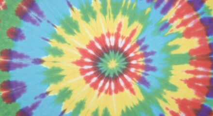 A vibrant, kaleidoscopic pattern with a spiral tie-dye effect and rich colors