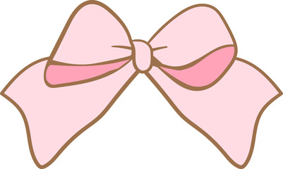 Pink Ribbon Bow Drawing, Retro Bow Illustration