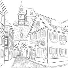 Clock Tower in Rothenburg ob der Tauber, Germany