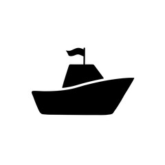 Simple Boat Silhouette Icon for Nautical and Maritime Designs