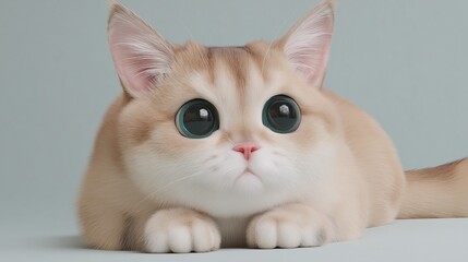 cute cat lying down with big eyes closeup