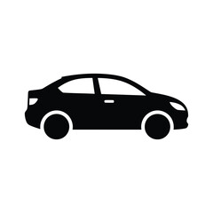 Minimal Black Car Silhouette Icon — Simple Vehicle Vector for Design and Automotive Graphics