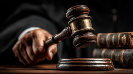 Judge's Wooden Gavel and Legal Authority