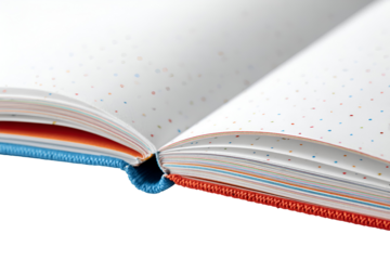 Open book with colorful pages and white blank space for text
