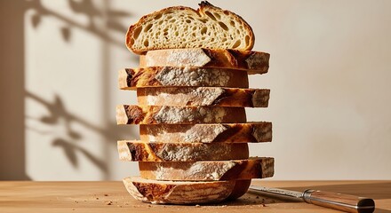 Fluffy Crumb Exposed in Fresh Baked Bread Tower Delight