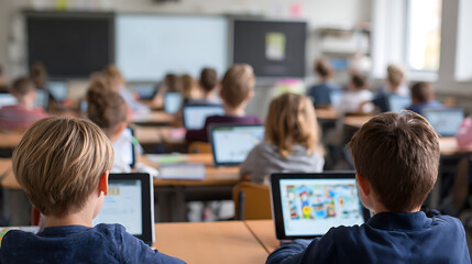 Fototapeta premium Modern classrooms and e-learning scenarios for today’s educational needs