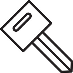 Simple black outline drawing of a car key on a transparent white background representing access and security