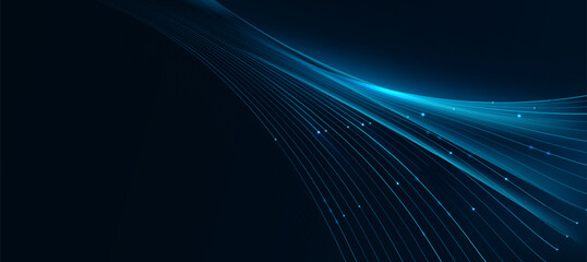 Futuristic digital blue glowing line technology wth innovation and connection network background for tech event poster or presentation product business