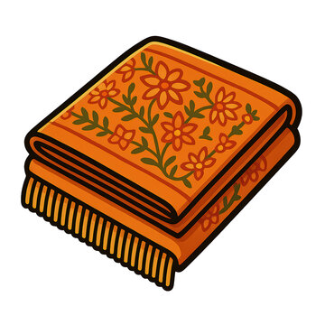 Decorated phulkari shawl folded neatly