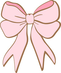 Pink Ribbon Bow Drawing, Retro Bow Illustration