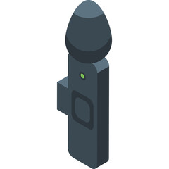 Dark Gray Isometric Electronic Device with Green Indicator Light on a White Background