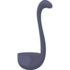 Dark Gray Ladle Kitchen Utensil With Long Curved Handle Simple Isolated Graphic Design Element On Transparent Background Vector