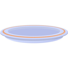 Simple light blue plate with orange rim detail on a transparent background minimal design