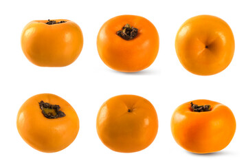Set of persimmon fruits isolated on white background