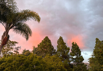 Glowing evening sky over Santa Barbara, California