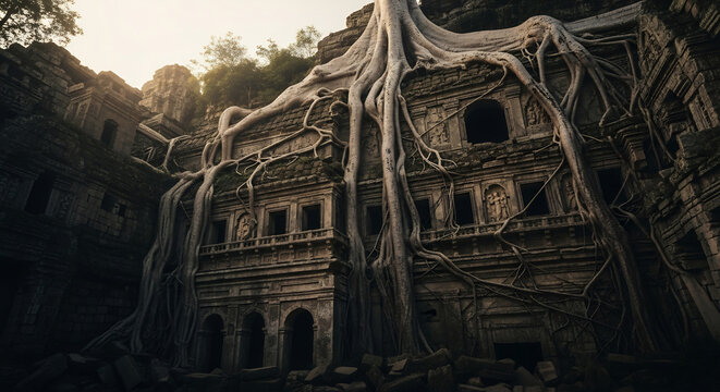 Ancient ruins overtaken by nature. Perfect for travel blogs, historical documentaries, fantasy game designs, or adventurous marketing campaigns. Mystery awaits!  