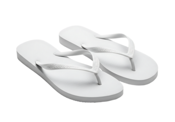 Pair of white flip flops isolated on transparent background for summer wear