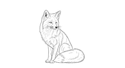 Obraz premium Illustration of a fox sitting and looking back