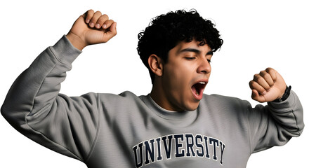Student Yawning Stretching College University Learning Exhausted Morning