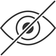 black outline hidden eye slash symbol