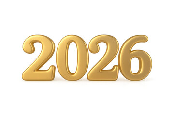 Golden 2026 3d number celebrating new year future