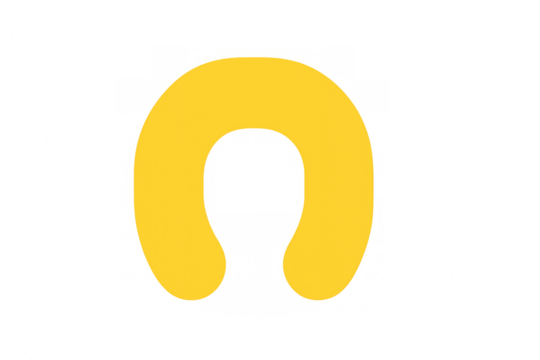 Yellow u-shape neck pillow providing comfort for travelers, creating relaxation on long journeys, transparent background vector illustration