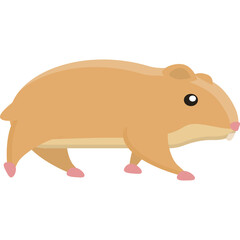 Cute cartoon hamster walking forward on a transparent background with soft brown fur and pink paws and nose detailed illustration