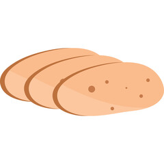 Three Sliced Light Brown Round Food Items With Small Brown Dots Against A Transparent Background
