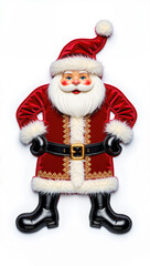 Joyful Santa Claus with gift bag, classic red suit and white beard, festive Christmas portrait full of holiday warmth and cheerful spirit