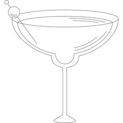 Stylized outline drawing of a goblet with a looped handle and small circle accent on a transparent background