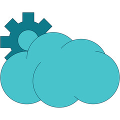 Teal Cloud and Gear Icon Representing Cloud Computing and Technology Services