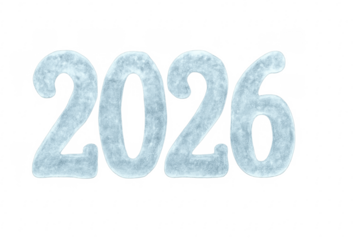 Ice 2026 freezing year number on transparent background