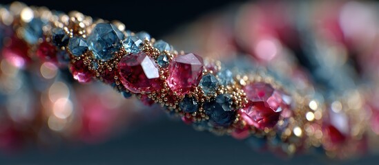 Close-up of a spiral of multicolored gemstones