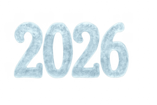 Ice 2026 freezing year number on transparent background