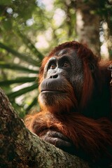 a realistic Photography of an orangutan, generation AI 