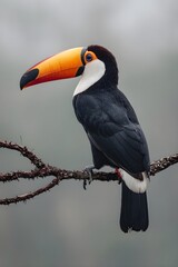 Naklejka premium toucan on a branch, generation AI 