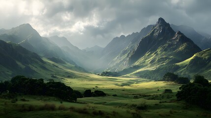 Fototapeta premium photo realistic image mountain, landscape, generation AI 